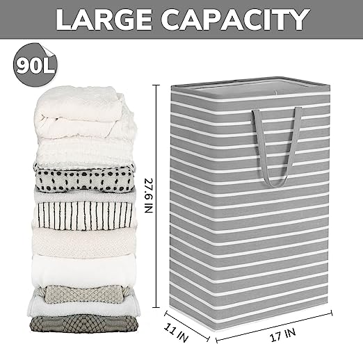Goodpick Grey 90L Collapsible Laundry Baskets 2pcs