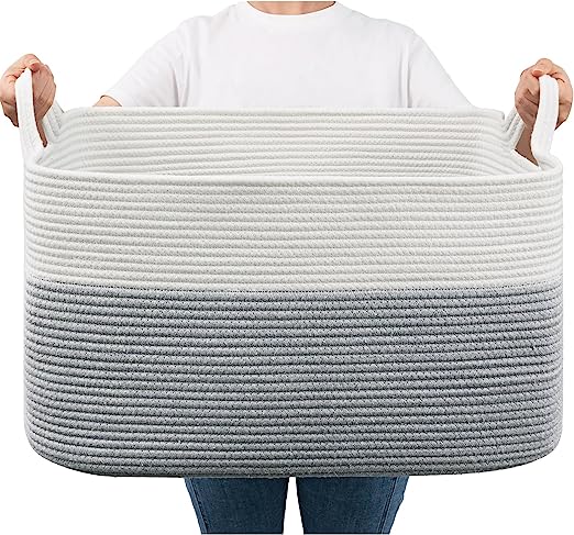 Goodpick White & Grey Large Storage Square Basket