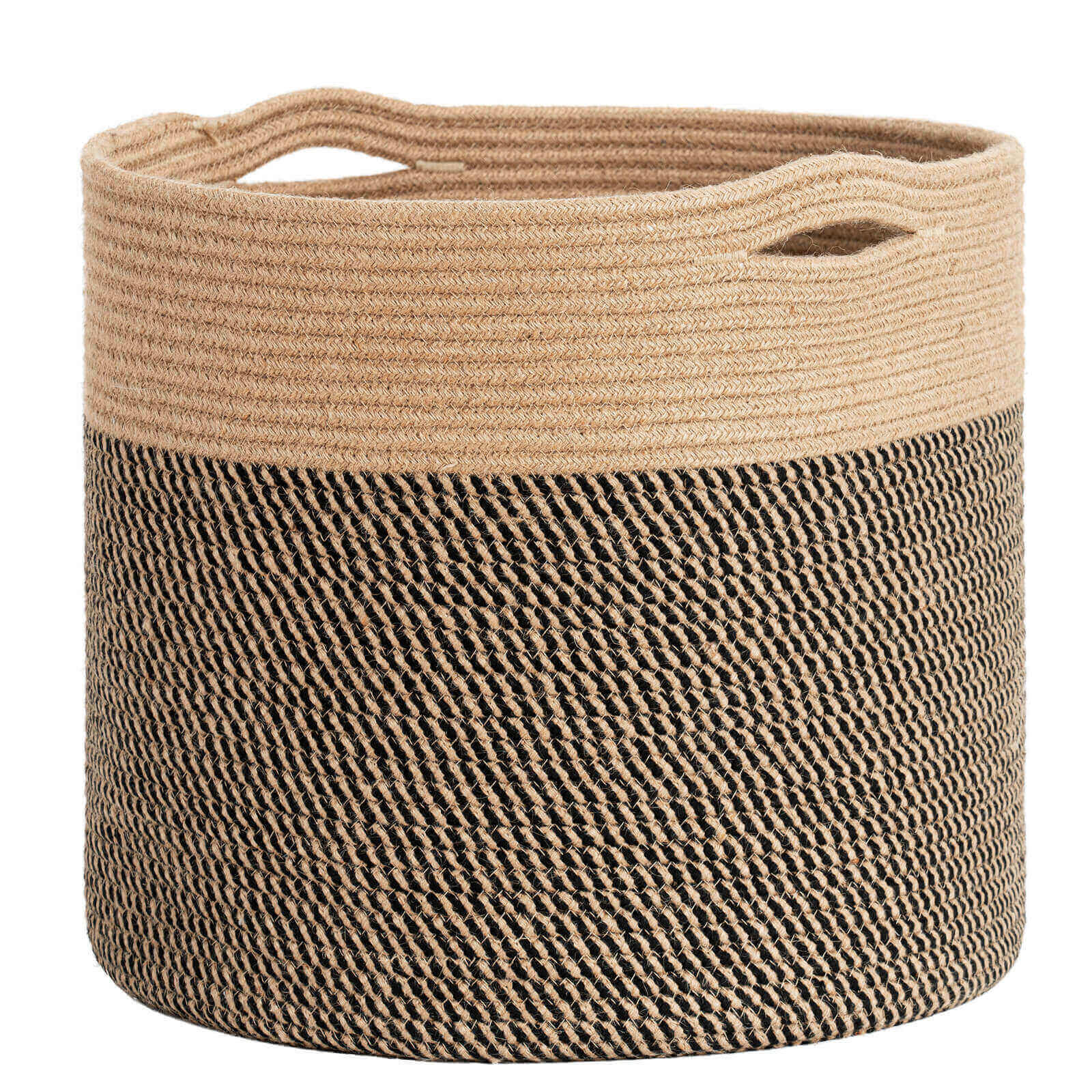 Goodpick Black & Jute Woven Rope Storage Basket