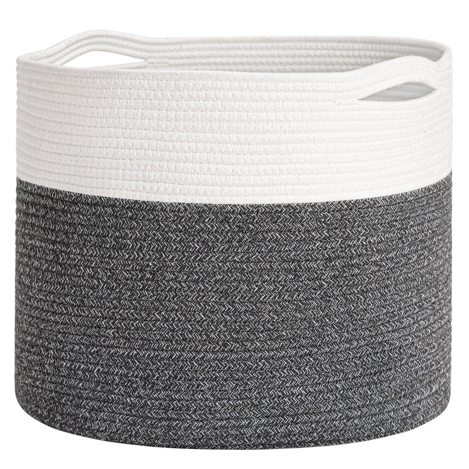 Goodpick White & Grey Woven Rope Storage Basket