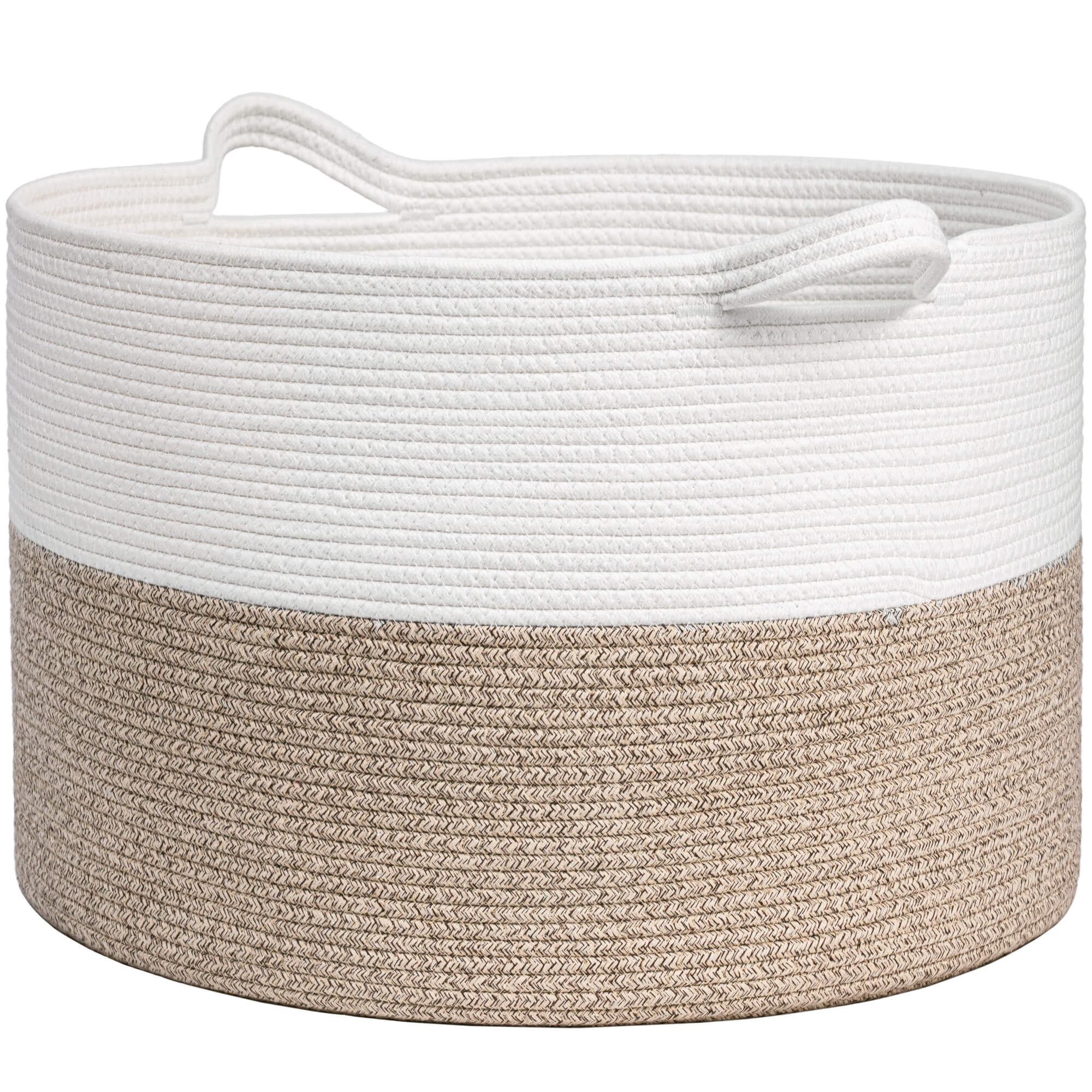 Goodpick White & Light Brown XXXLarge Cotton Rope Basket