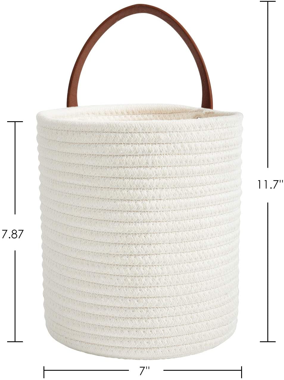 Goodpick Small White Woven Hanging Basket Decor Set of 2