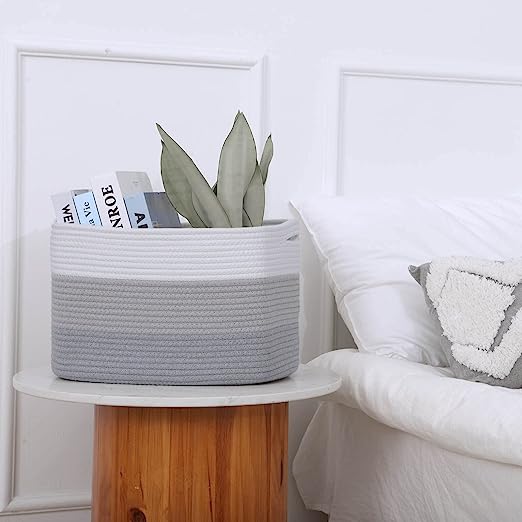 Goodpick White & Grey Woven Storage Basket