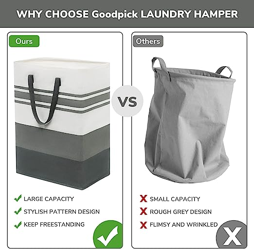 Goodpick 75L Grey Collapsible Laundry Baskets 2pcs
