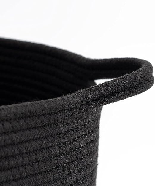 Goodpick Black Tall Large Cotton Rope Basket