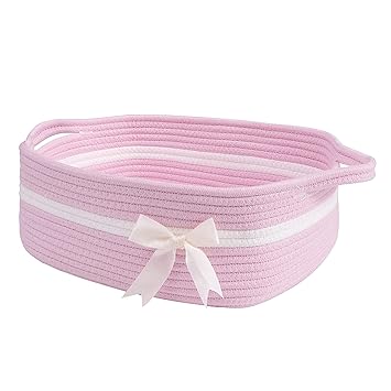 Goodpick Rosette Pink Woven Rope Basket