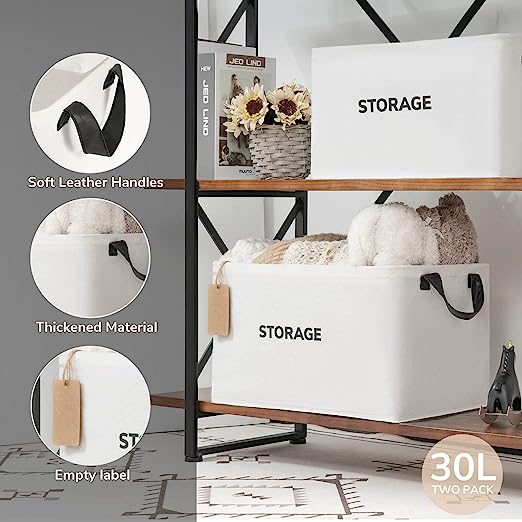 Goodpick White Large Closet Storage Baskets 2pcs