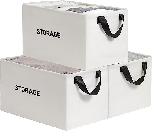 Goodpick White Closet Storage Baskets 3pcs