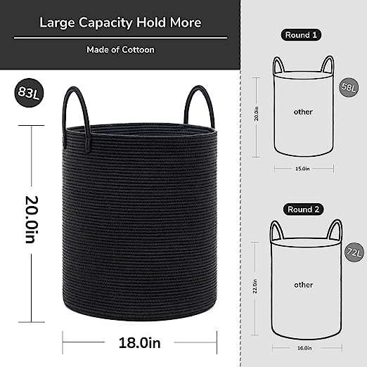 Goodpick Black Woven Laundry Basket 83L