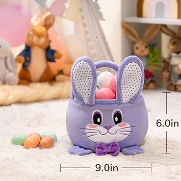 Goodpick Purple Easter Plush Rabbit Gift Basket