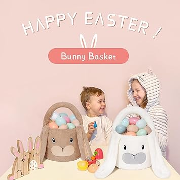 Goodpick White Easter Lop Rabbit Gift Basket