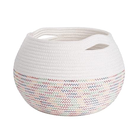 Goodpick Small Rainbow Ball Cotton Rope Storage Basket