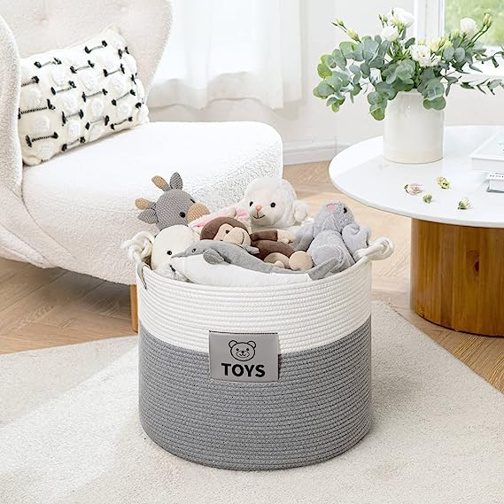 Goodpick Grey-toy Labels Toy Storage Basket