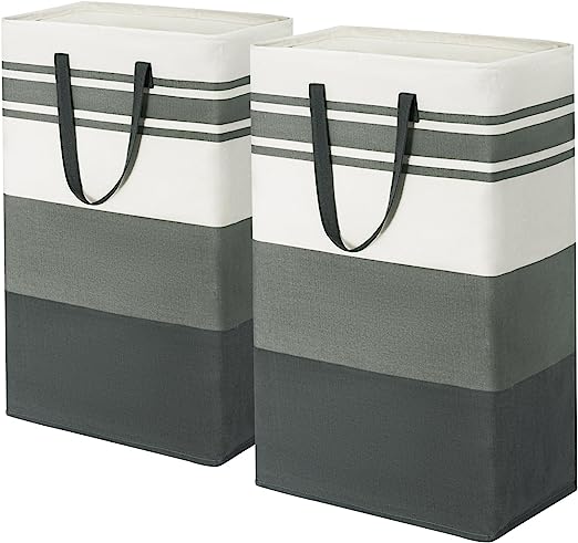Goodpick 90L Grey Collapsible Laundry Baskets 2pcs