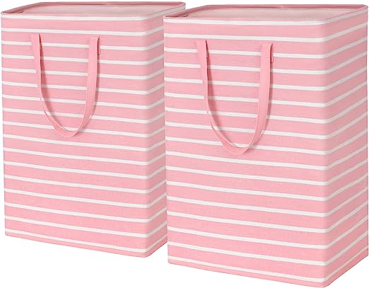 Goodpick Pink Large Collapsible Laundry Baskets 2pcs
