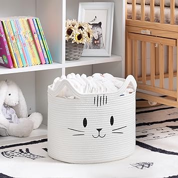 Goodpick White Cat Toy Storage Basket