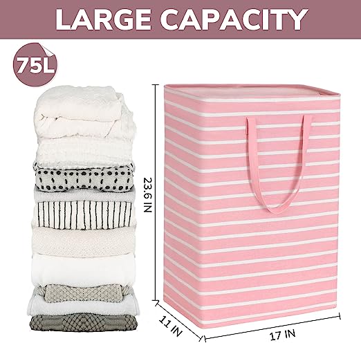 Goodpick Pink Large Collapsible Laundry Baskets 2pcs