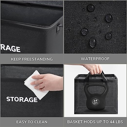 Goodpick Black Large Closet Storage Baskets 2pcs