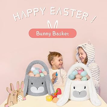 Goodpick Grey Easter Lop Rabbit Gift Basket