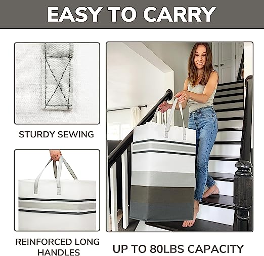 Goodpick 90L Brown Collapsible Laundry Baskets 2pcs
