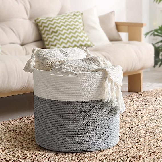 Goodpick Grey Knotted Cotton Rope Basket