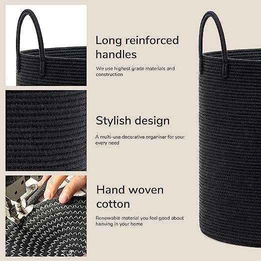 Goodpick Black Woven Laundry Basket 83L