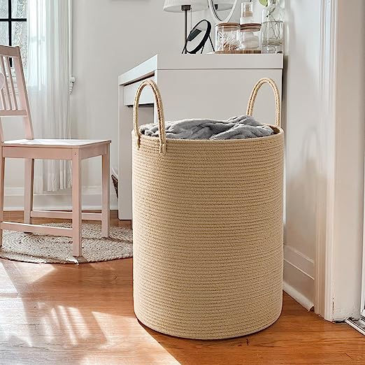 Goodpick Jute Tall Laundry Hamper