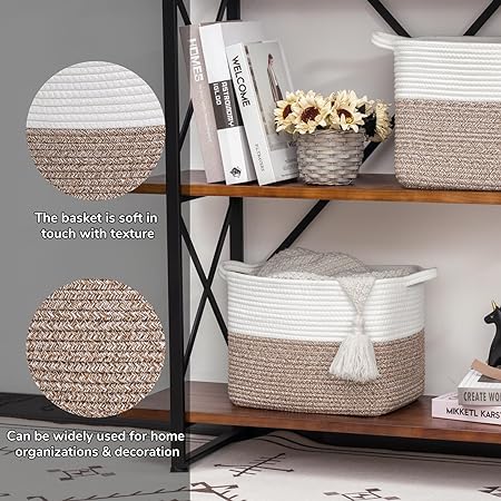 Goodpick Brown Shelf Woven Storage Basket Set of 3
