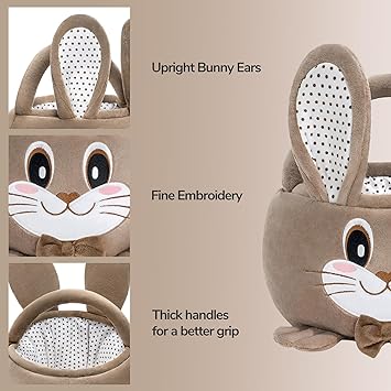 Goodpick Brown Easter Plush Rabbit Gift Basket