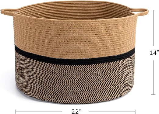 Goodpick Brown & Black XXL Extra Large Cotton Rope Woven Basket