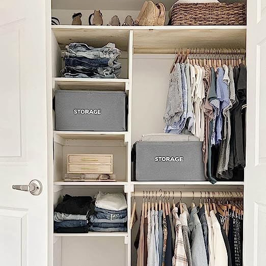 Goodpick Grey Large Closet Storage Baskets 2pcs