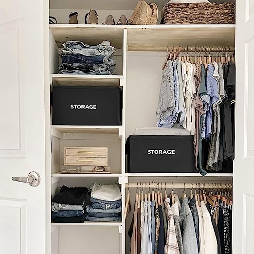 Goodpick Black Large Closet Storage Baskets 2pcs