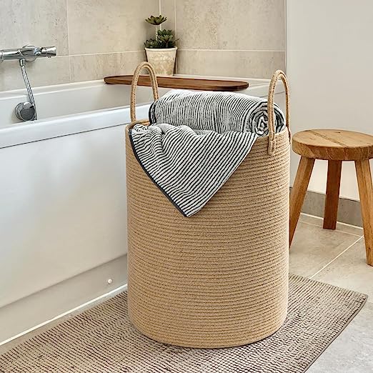 Goodpick Jute Tall Laundry Hamper
