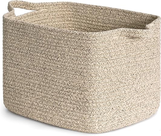 Goodpick Brown Square Woven Rope Basket