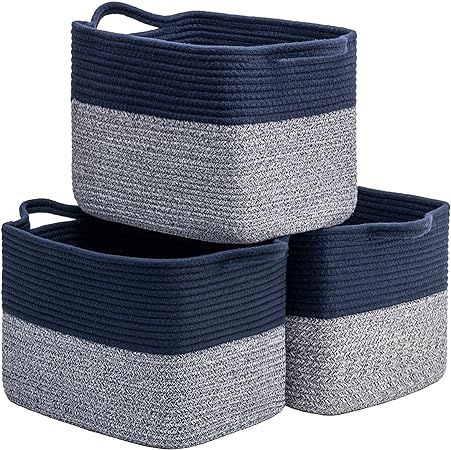 Goodpick Blue Shelf Woven Storage Basket Set of 3