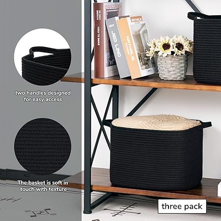 Goodpick Black Shelf Woven Storage Basket Set of 3
