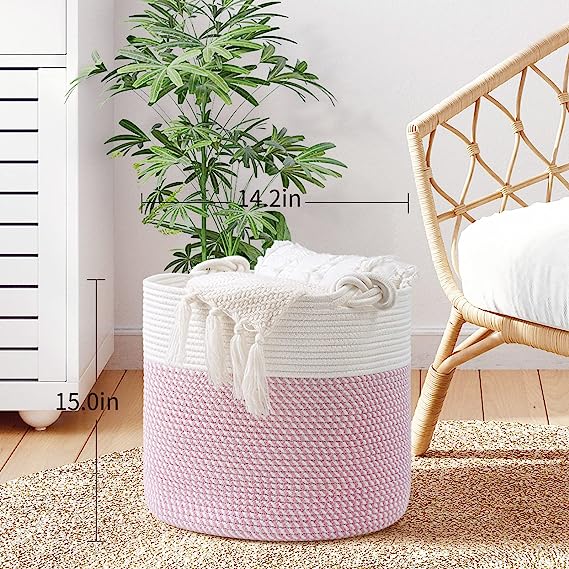Goodpick Pink Knotted Cotton Rope Basket