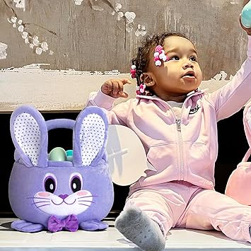 Goodpick Purple Easter Plush Rabbit Gift Basket