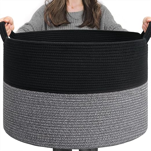 Goodpick Black&Grey XXXLarge Cotton Rope Basket