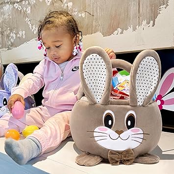 Goodpick Brown Easter Plush Rabbit Gift Basket