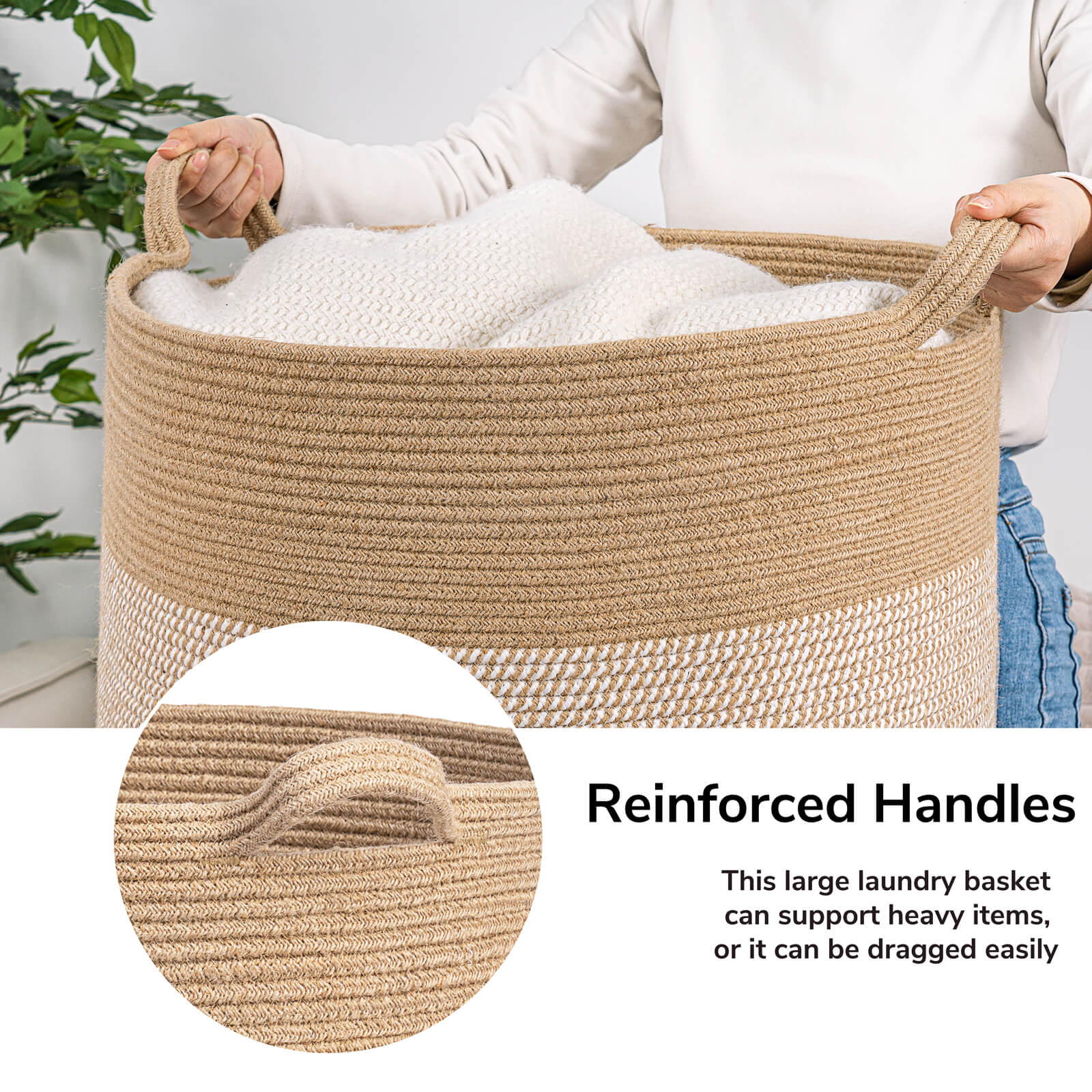 Goodpick Extra Large Woven Baskets with Handle