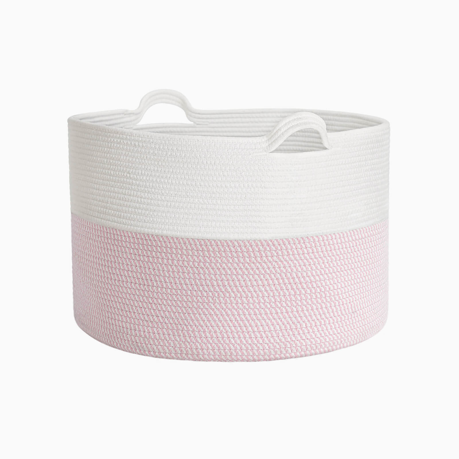 Goodpick White & Pink XXXL Large Cotton Rope Storage Basket
