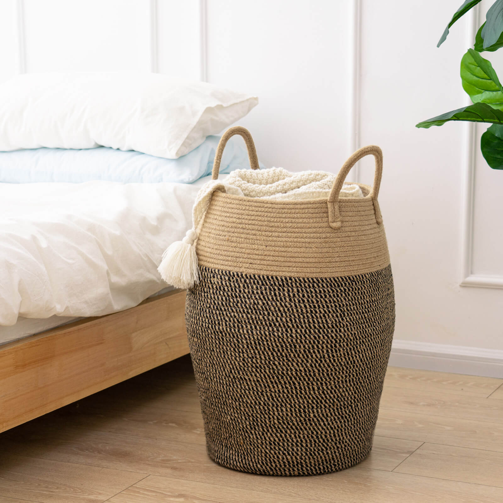 Goodpick Tall Wicker Laundry Basket with Handles